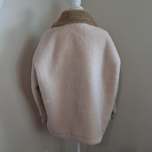 Mango Oversized Faux Fur and Shearling Effect Jacket In Ecru Size Small - Picture 9 of 16